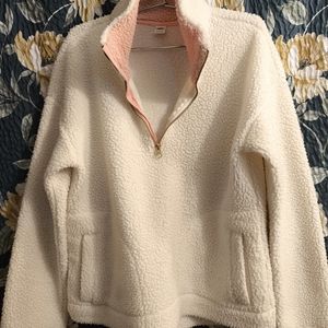 Old Navy Pink and White Teddy Fleece Hoodie
